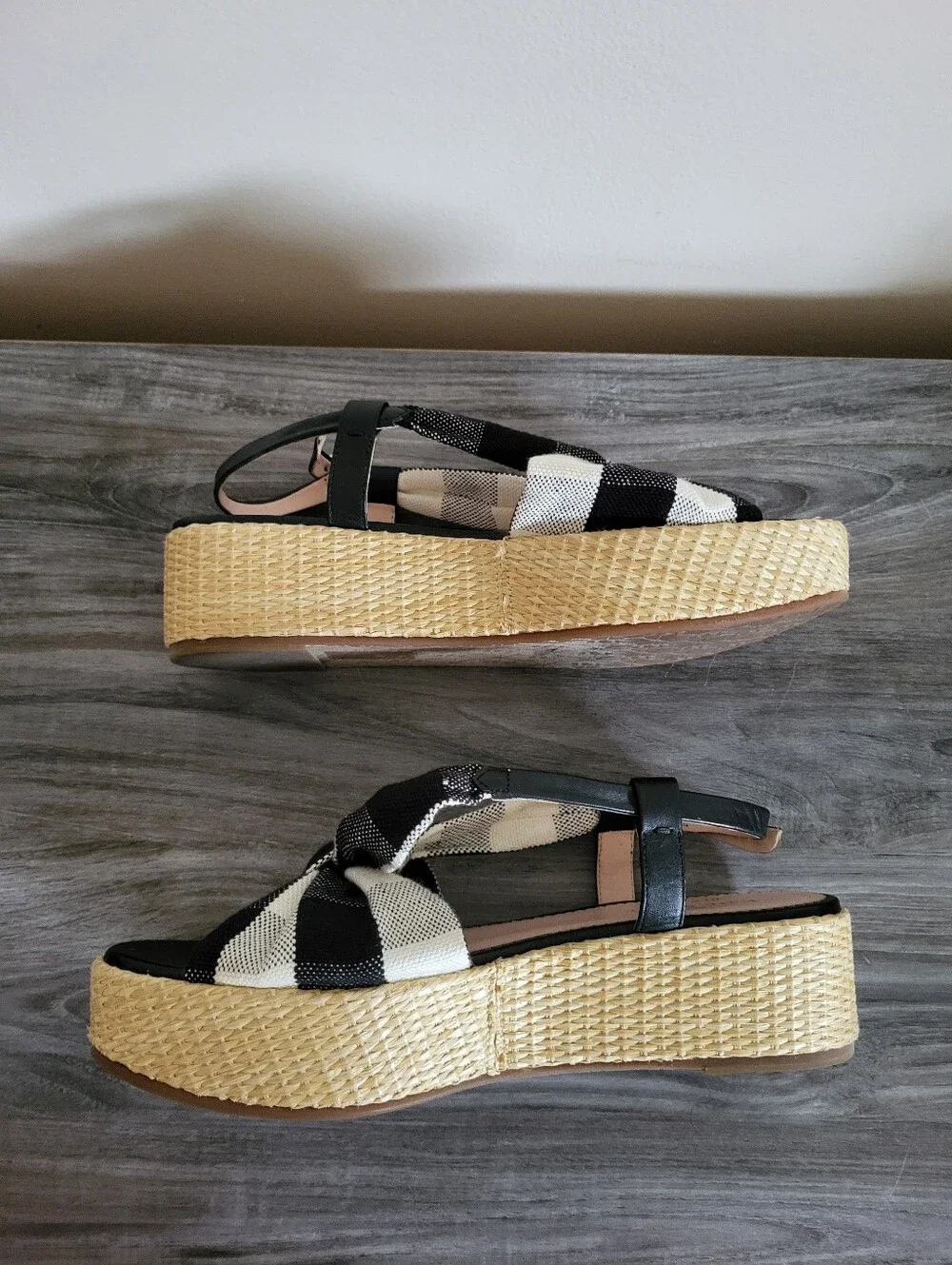 Kate Spade Betsy Platform Sandal Black & White Gingham Size 8.5